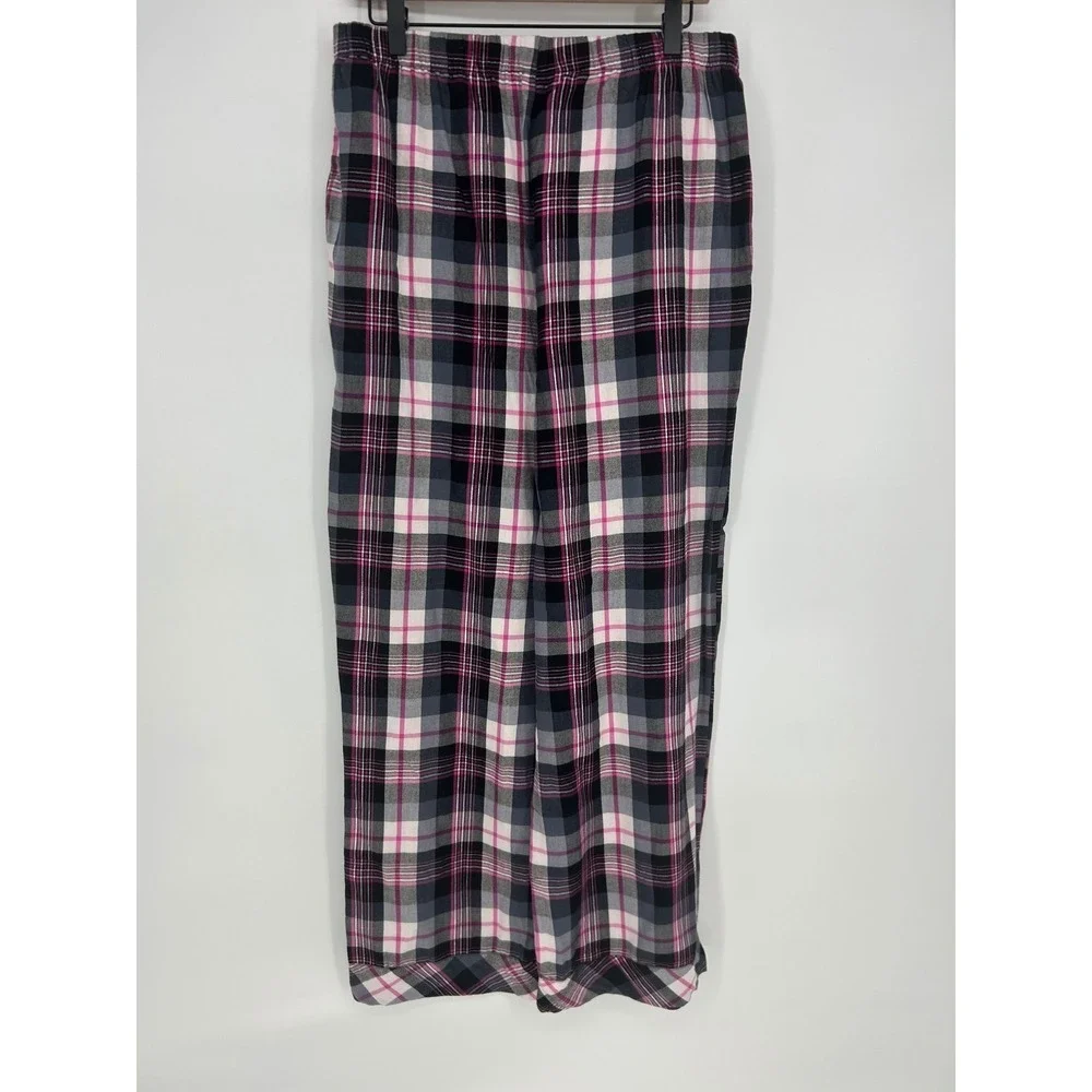 Victoria's Secret Pink & Gray Plaid Pajama Set W/Silver Thread-Womens‎ Sz Large